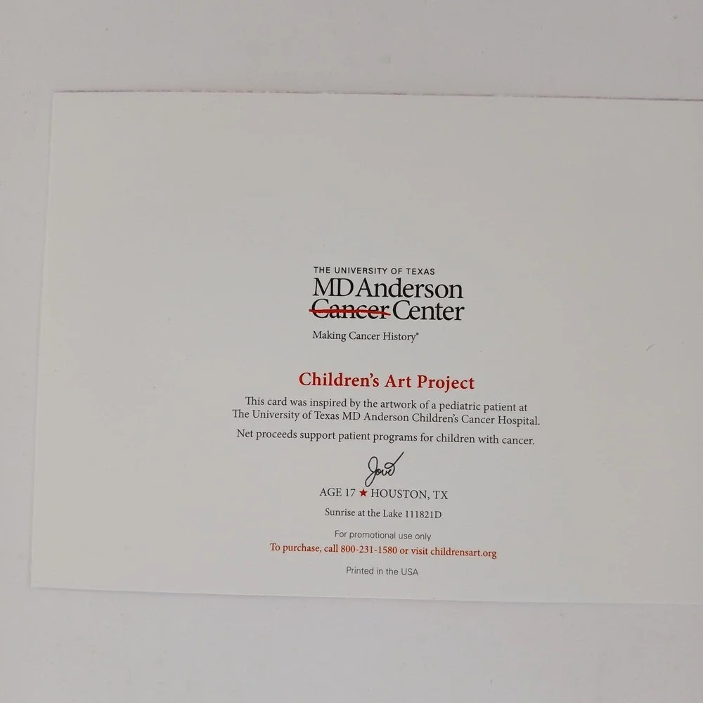 MD Anderson Children's Art Project Greeting Blank‎ Note Cards 4ct w/Envelopes